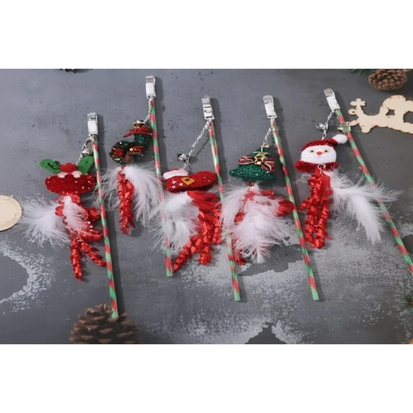 Yılbaşı Temalı Zilli Kedi Oyun Oltası - Resim 4