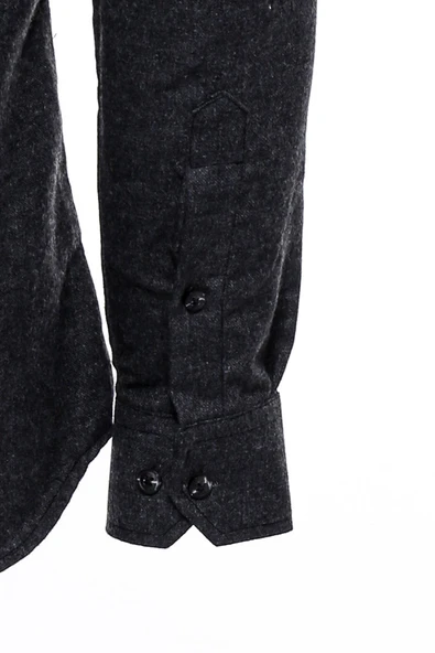 Desensiz Slim Fit Oduncu Koyu Gri Erkek Gömlek - Wessi - Resim 4