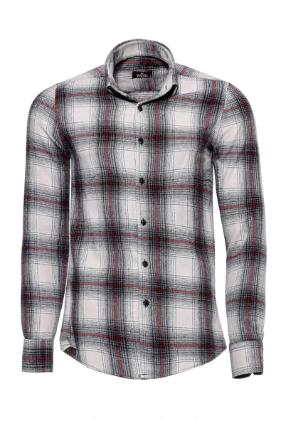 Kalın Ekoseli Gri Erkek Oduncu Gömlek - Wessi ürün görseli 1