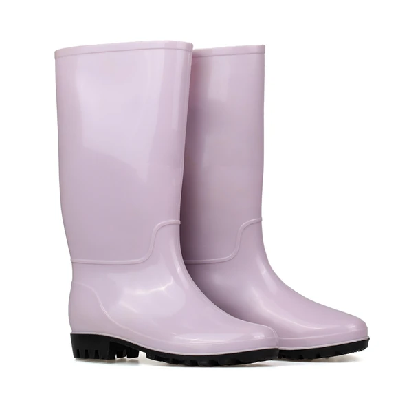 Kadın Mor Uzun Yağmur Çizmesi, Su Geçirmez PVC, Kaymaz Taban, Günlük Outdoor Kullanım ürün görseli 1