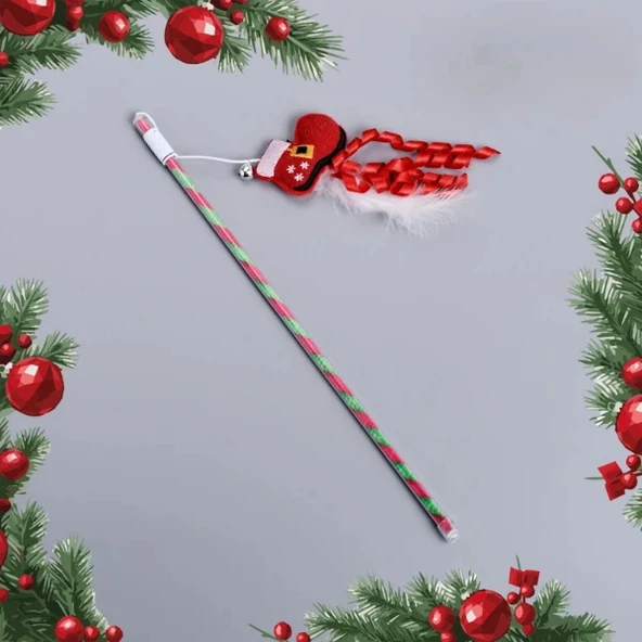 Yılbaşı Temalı Zilli Kedi Oyun Oltası - Resim 3