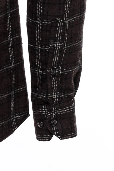 Ekoseli Kahverengi Erkek Oduncu Gömlek - Wessi - Resim 3