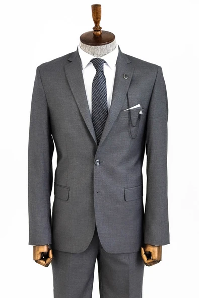 İki Düğme İki Parça Gri Erkek Takım Elbise - Wessi ürün görseli 1