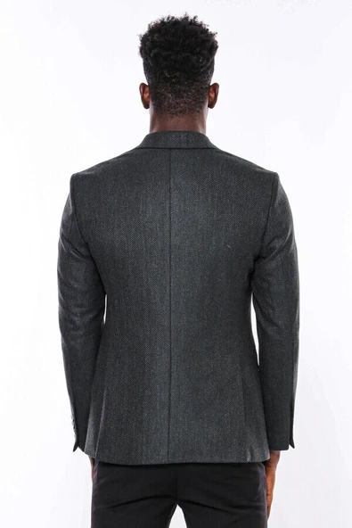 Slim Fit Desenli Yeşil Erkek Ceket - Wessi - Resim 6