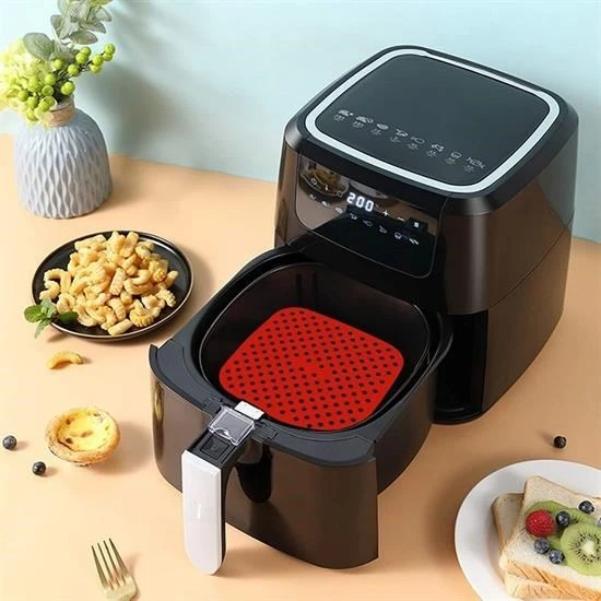21,5 cm Kare Silikon Airfryer ve Fırın Pişirme Matı Isıya Dayanıklı - Resim 3