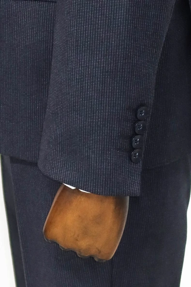 Slim Fit Desenli Lacivert Erkek Takım Elbise - Wessi - Resim 3