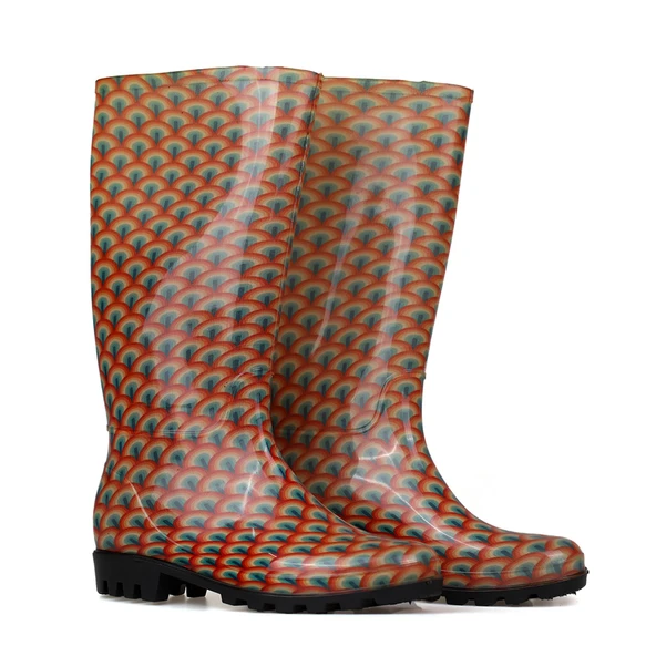 Kadın Oranj Uzun Yağmur Çizmesi, Su Geçirmez PVC, Kaymaz Taban, Günlük Outdoor Kullanım ürün görseli 1