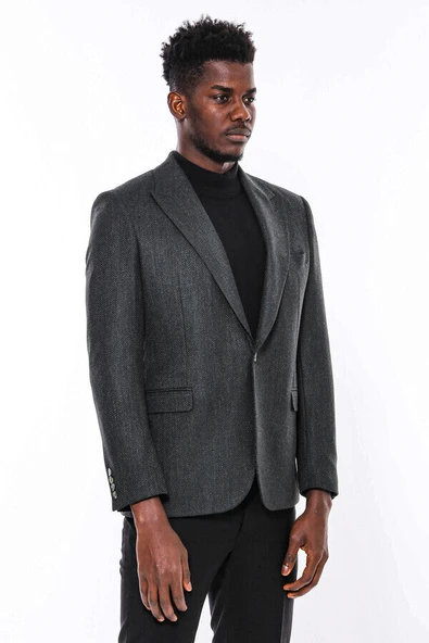 Slim Fit Desenli Yeşil Erkek Ceket - Wessi - Resim 8