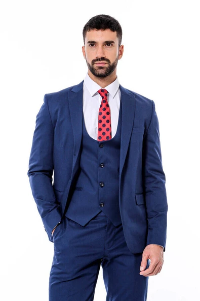 Desensiz Slim Fit Lacivert Erkek Takım Elbise - Wessi - Resim 3