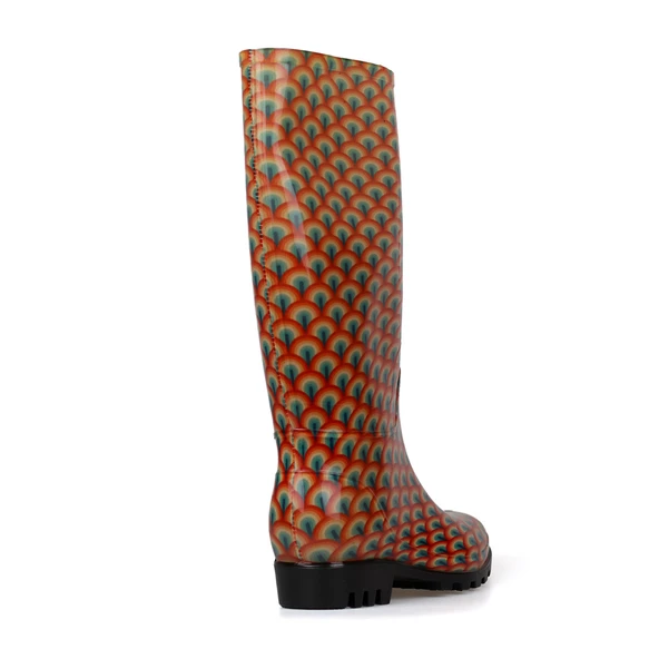 Kadın Oranj Uzun Yağmur Çizmesi, Su Geçirmez PVC, Kaymaz Taban, Günlük Outdoor Kullanım - Resim 5