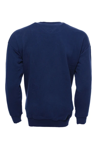 Lacivert Baskılı Desenli Bisiklet Yaka Sweatshirt - Wessi - Resim 3