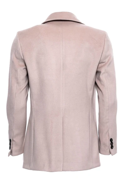 Kruvaze Yaka Krem Kaşe Kaban - Wessi - Resim 2