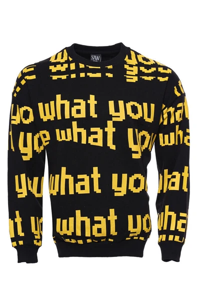 Siyah Baskılı Bisiklet Yaka Sweatshirt - Wessi ürün görseli 1