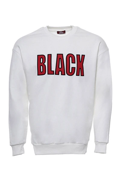 Krem Baskılı Bisiklet Yaka Erkek Sweatshirt - Wessi ürün görseli 1