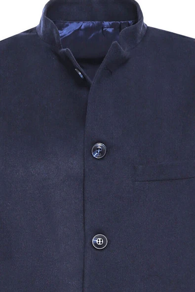 Lacivert Hakim Yaka Yelek - Wessi - Resim 2