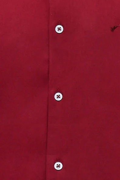 Desensiz Slim Fit Bordo Kırmızı Erkek Gömlek - Wessi - Resim 2