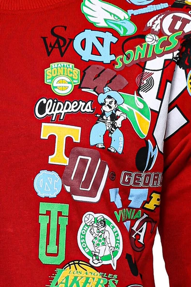 Kırmızı Baskı Detaylı Bisiklet Yaka Sweatshirt - Wessi - Resim 2