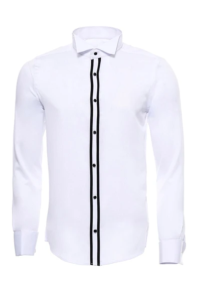 Beyaz Ata Yaka Damatlık Gömlek - Wessi ürün görseli 1