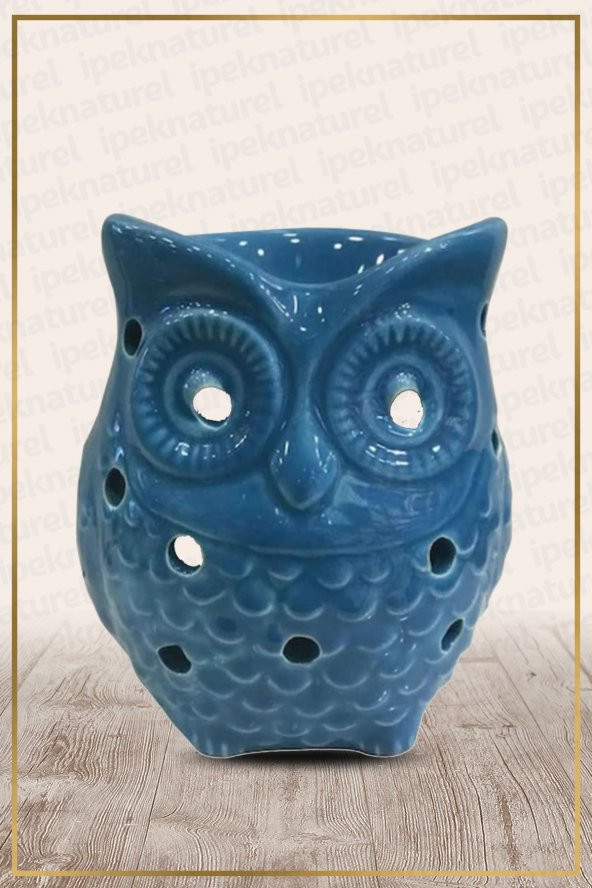 İpeknaturel Dekoratif Çeşitli Renklerde Seramik Baykuş Buhurdanlık Mavi