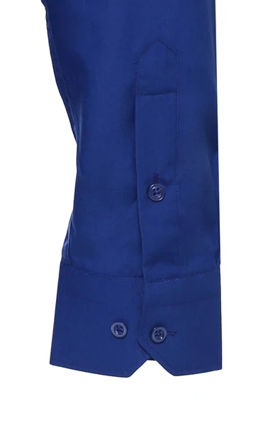 Desensiz Uzun Kollu Regular Fit Mavi Erkek Gömlek - Wessi - Resim 3