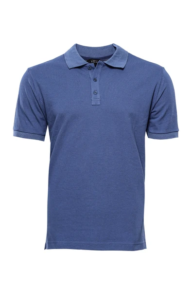 Polo Yaka Oxford Koyu Mavi T-shirt | Wessi ürün görseli 1