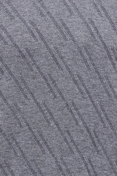 Gri Kendinden Desenli Bisiklet Yaka Kazak - Wessi - Resim 2