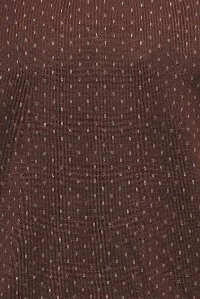 Açık Kahve Nokta Desenli V Yaka Kazak - Wessi - Resim 2