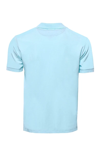 Polo Yaka Düz Açık Mavi T-shirt | Wessi - Resim 2