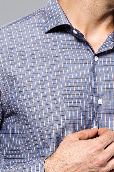 Kare Desen Gri Uzun Kollu Gömlek | Wessi - Resim 4