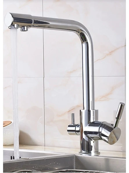 Fuma Collection Krom Lüx 3 Yollu Arıtma Çıkışlı Aç Kapa Mutfak Eviye Musluk Bataryası - Resim 2