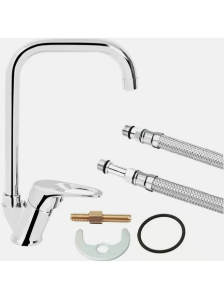 Fuma Collection Krom Kare Boru Mix Mutfak Lavabo Musluk Bataryası ürün görseli 1