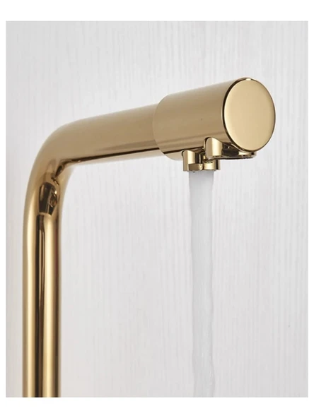 Gold Lüx 3 Yollu Arıtma Çıkışlı Aç Kapa Mutfak Eviye Musluk Bataryası - Resim 4