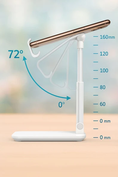 360° Katlanabilir Masaüstü Telefon ve Tablet Standı - Resim 3