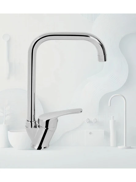 Fuma Collection Krom Kare Boru Mix Mutfak Lavabo Musluk Bataryası - Resim 2