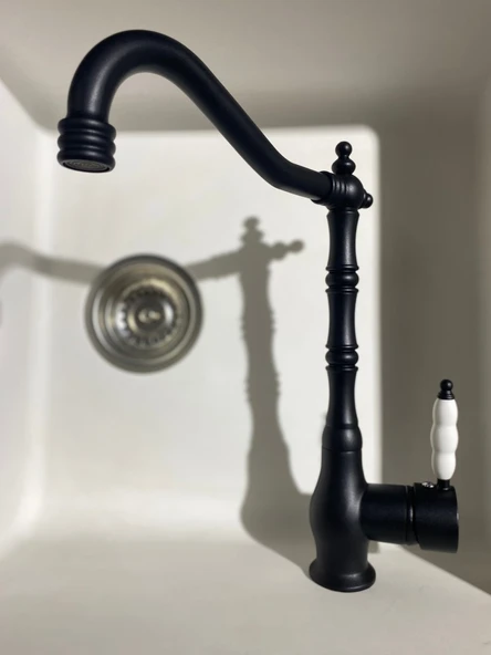 Fuma Collection Siyah Lüks Rustik Mutfak Musluk Bataryası - Resim 2