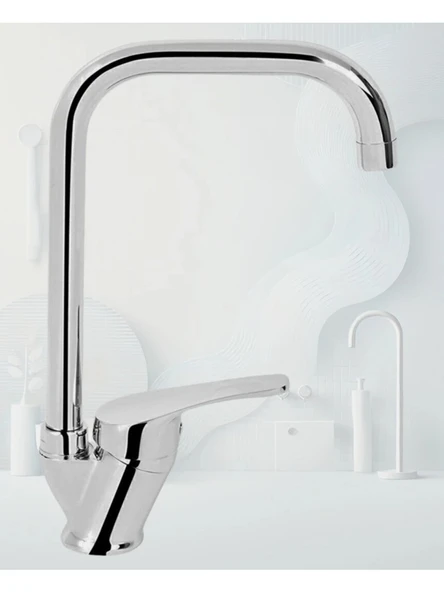 Fuma Collection Krom Kare Boru Mix Mutfak Lavabo Musluk Bataryası - Resim 3