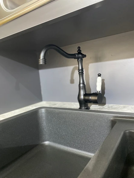 Fuma Collection Siyah Lüks Lavabo Rustik Musluk Lavabo Bataryası - Resim 2