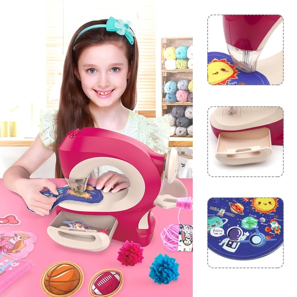Gerçekten Diken Dikiş Makinesi Full Set  Çocuklar İçin Eğitici Dikiş Oyun Seti - Resim 5