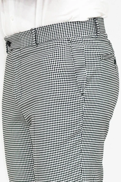 Kaz Ayağı Desenli Slim Fit Gri Erkek Pantolon - Wessi - Resim 2