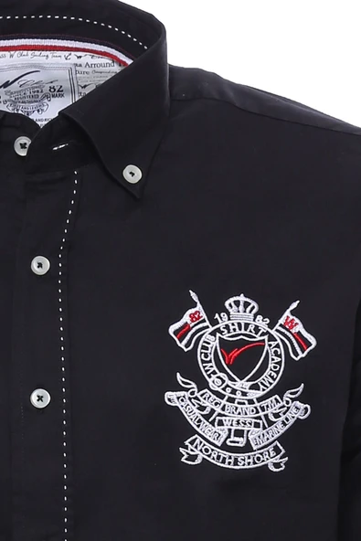 Armalı Uzun Kol Siyah Gömlek | Wessi - Resim 3