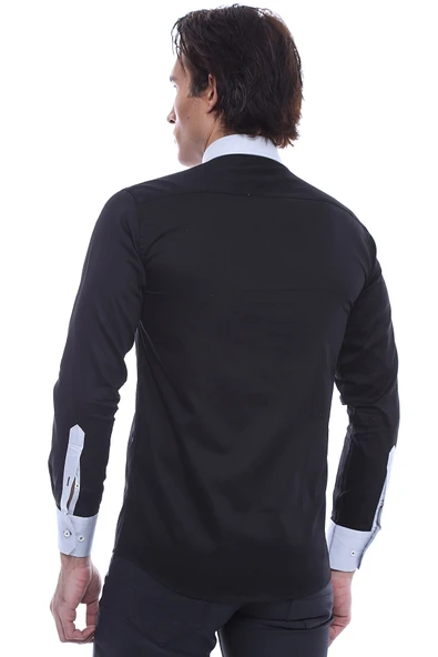 Pamuk Saten Siyah Spor Gömlek - Wessi - Resim 2