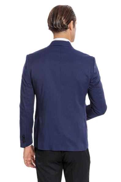 Desenli Yelekli Lacivert Erkek Damatlık - Wessi - Resim 9