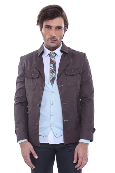 Safari Model Kahverengi Pamuk Trençkot | Wessi - Resim 2