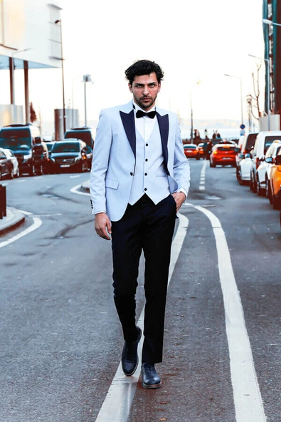 Buz Mavi  Erkek Damatlık - Wessi - Resim 4