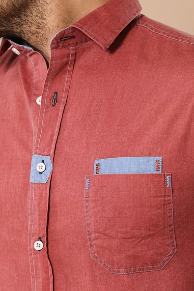 Modelli Bordo Erkek Gömlek - Wessi - Resim 3