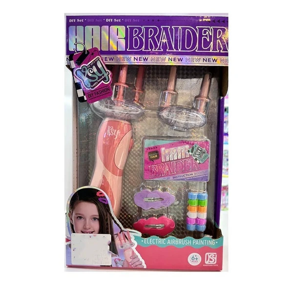 Pilli Otomatik Saç Örgü Makinesi Kız Çocuk Kuaför Oyuncak Seti - Resim 2