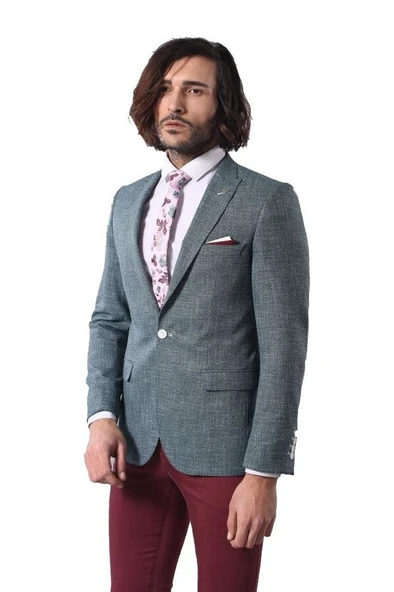 Yeşil Desenli Erkek Ceket | Wessi ürün görseli 1