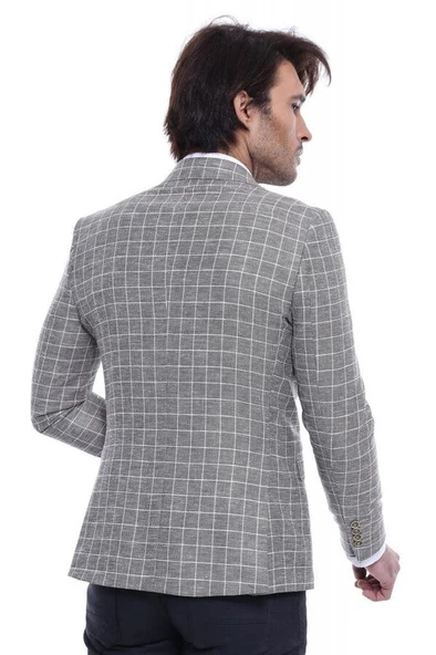 Sivri Yaka Tek Düğme Bej Ceket - Wessi - Resim 5