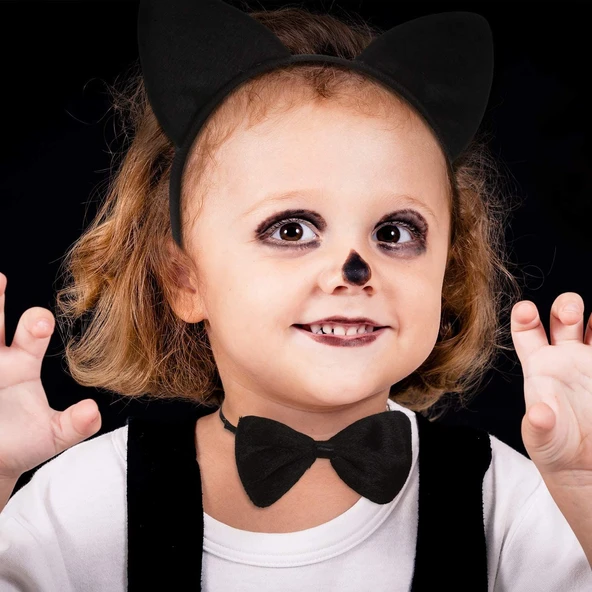 Kedi Kostüm Taç Kuyruk Papyon Seti 1 Adet - Resim 5