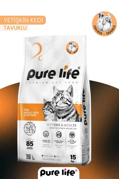 PURE LİFE Tavuk Etli Yetişkin Kedi Maması 15 Kg ürün görseli 1
